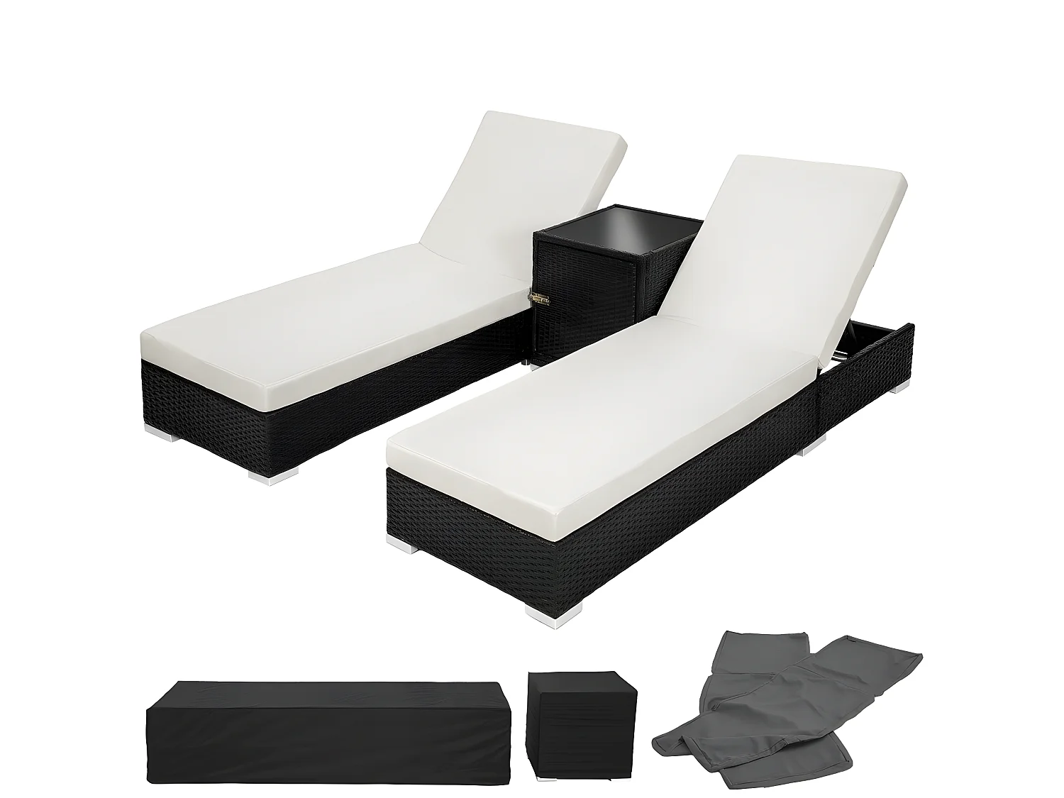 Lot de deux chaises résine noire 184 x 60 x 21 cm 08_0000505