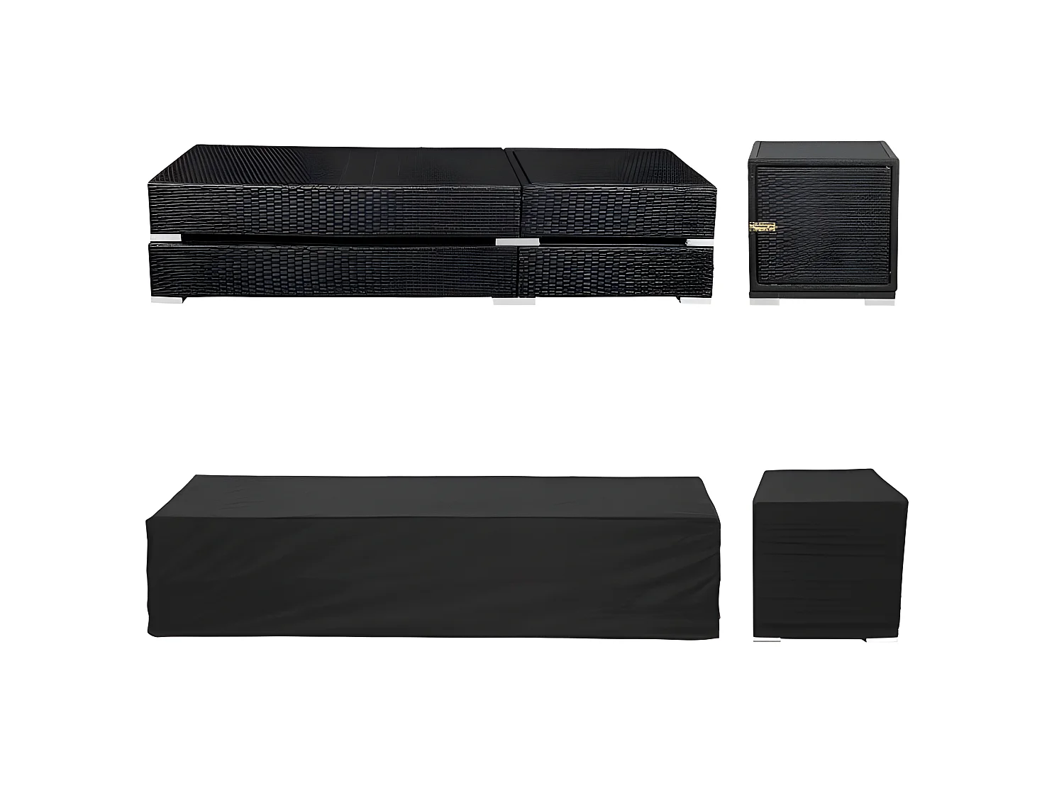 Lot de deux chaises résine noire 184 x 60 x 21 cm 08_0000505