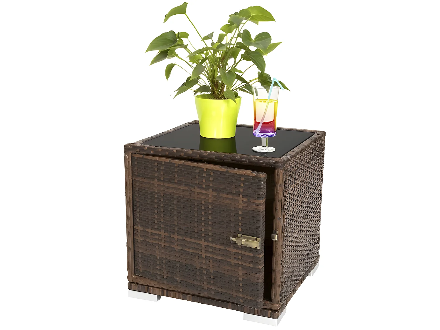 Conjunto de duas espreguiçadeiras em resina tecida de poli rattan + mesa + dois conjuntos de capas + capa protetora marrom 08_0000504