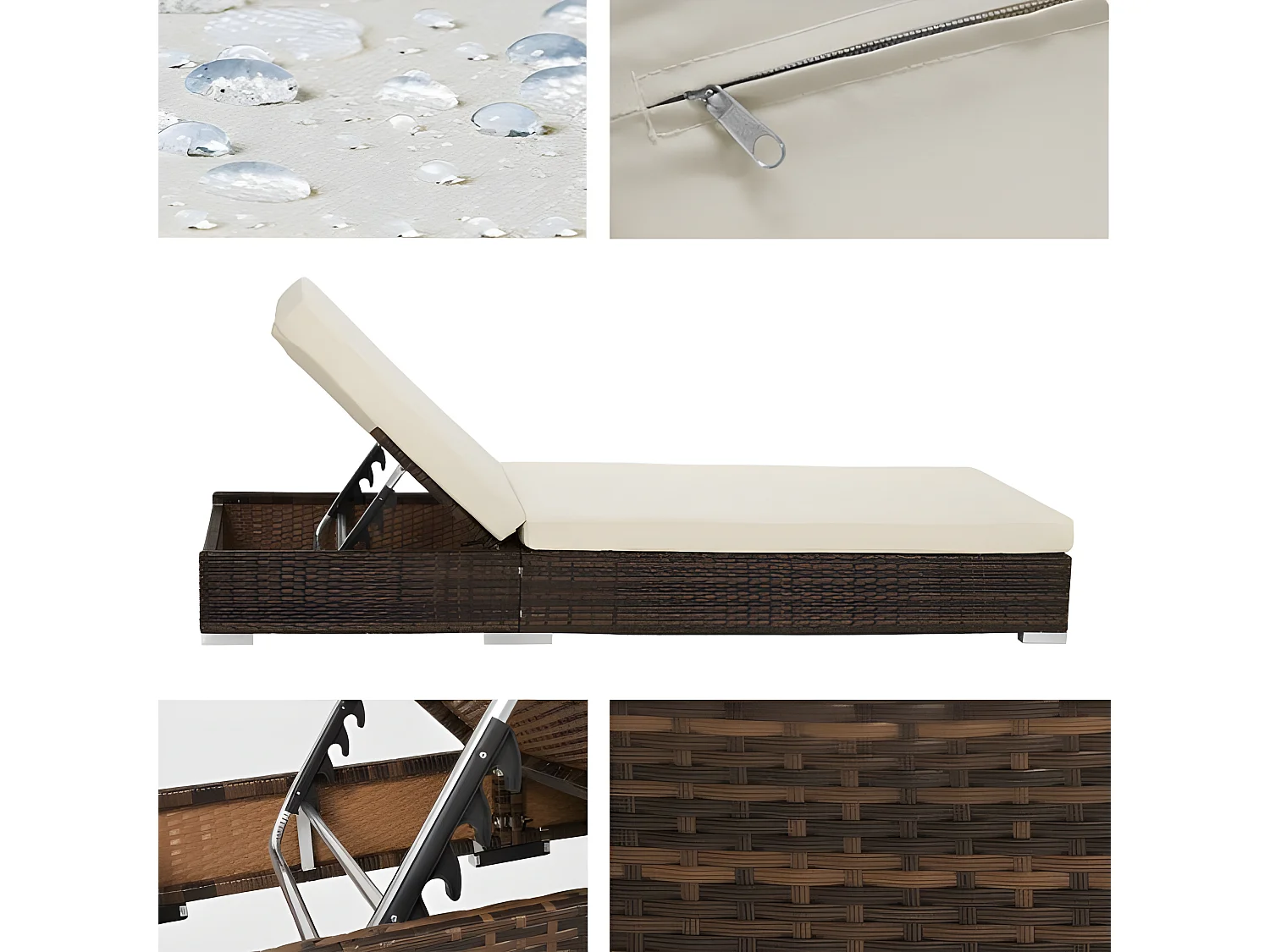 Conjunto de duas espreguiçadeiras em resina tecida de poli rattan + mesa + dois conjuntos de capas + capa protetora marrom 08_0000504