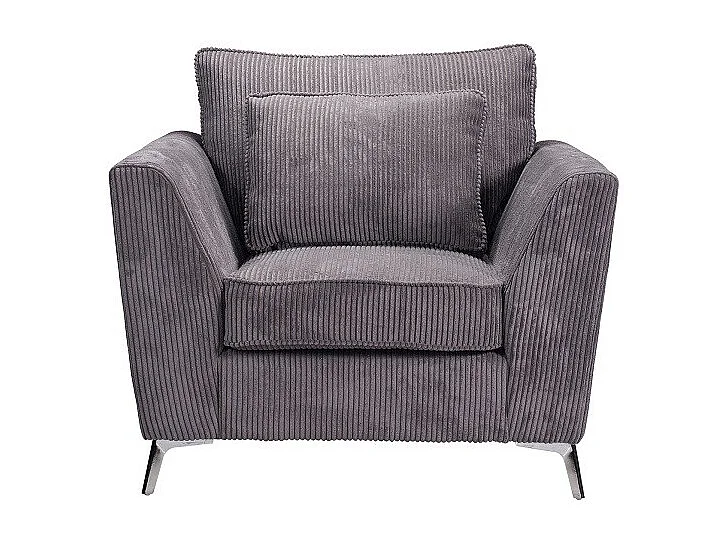 Fauteuil Isla velours côtelé gris - Gris