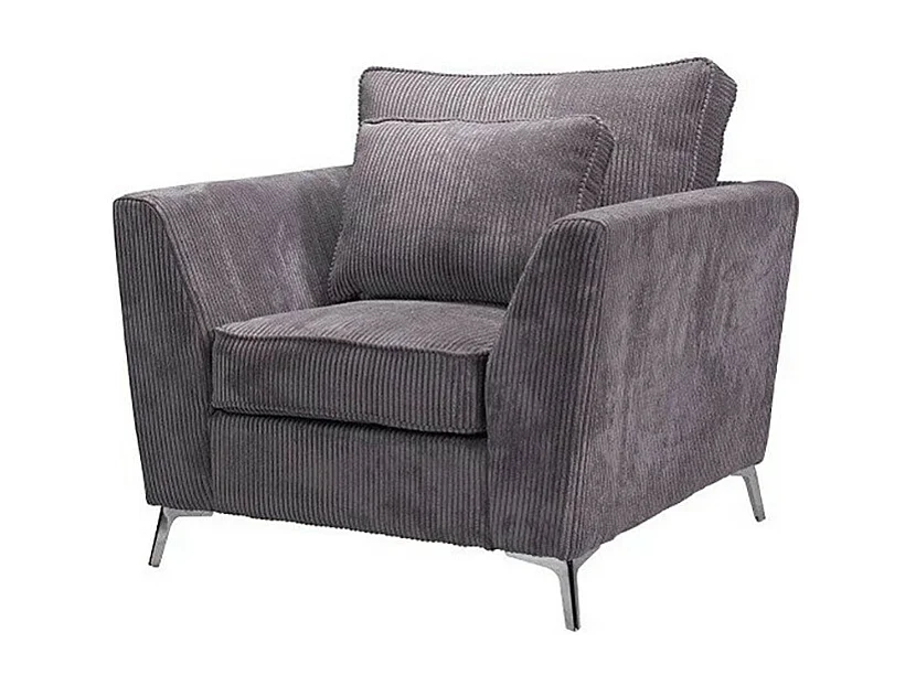 Fauteuil Isla velours côtelé gris - Gris