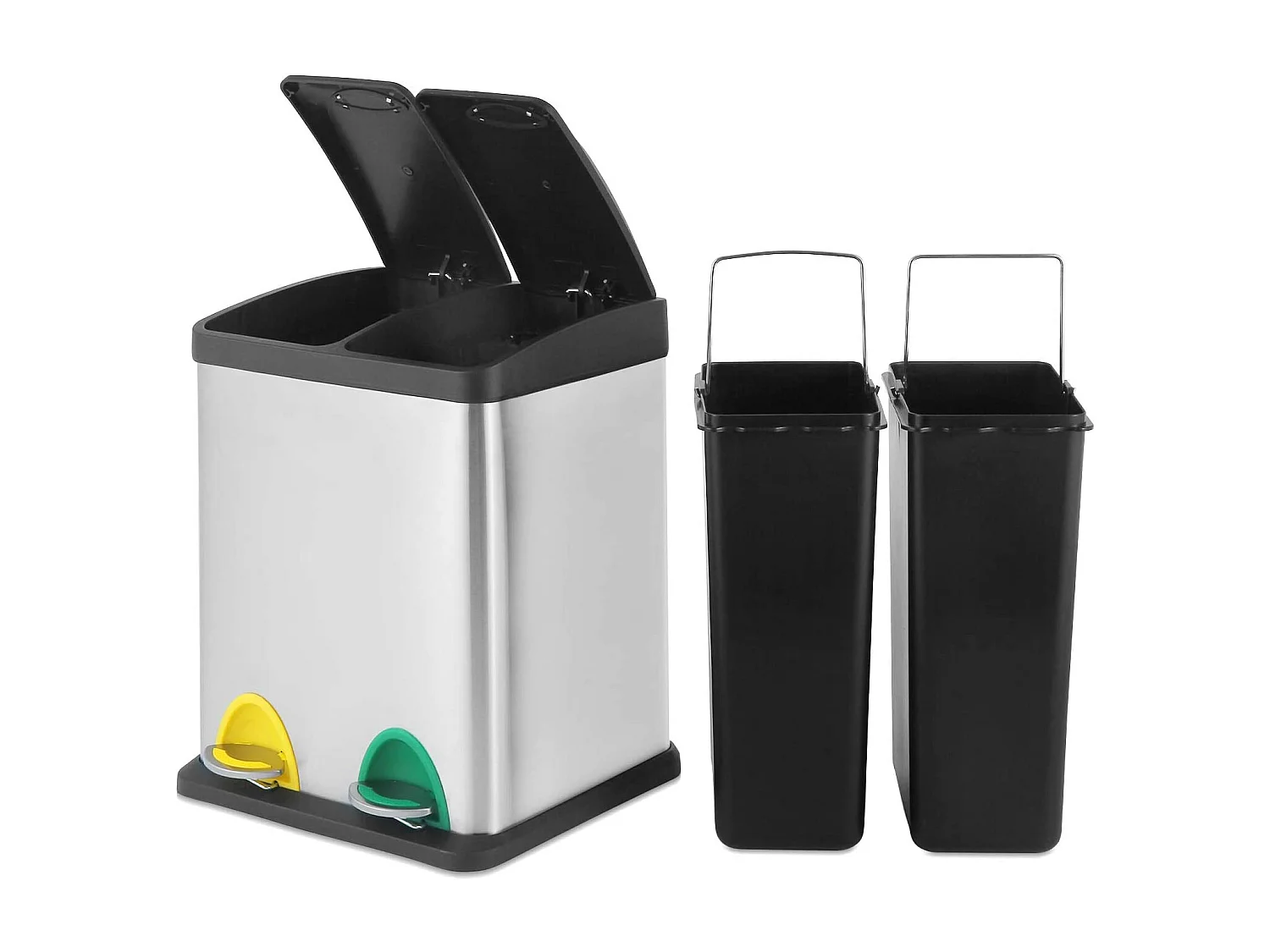 Poubelle cuisine de recyclage argenté 31.5 x 30.5 x 40.5 cm 01_0000307