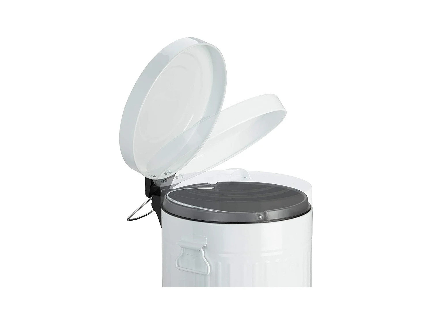 Papelera con pedal vintage cocina baño metal 5 litros blanco 13_0002319_2