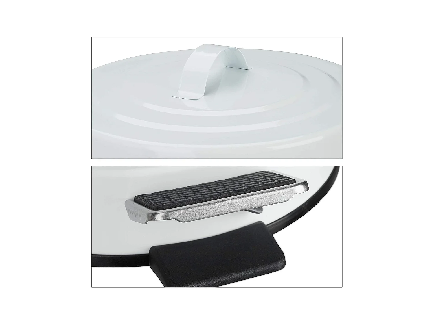 Papelera con pedal vintage cocina baño metal 5 litros blanco 13_0002319_2