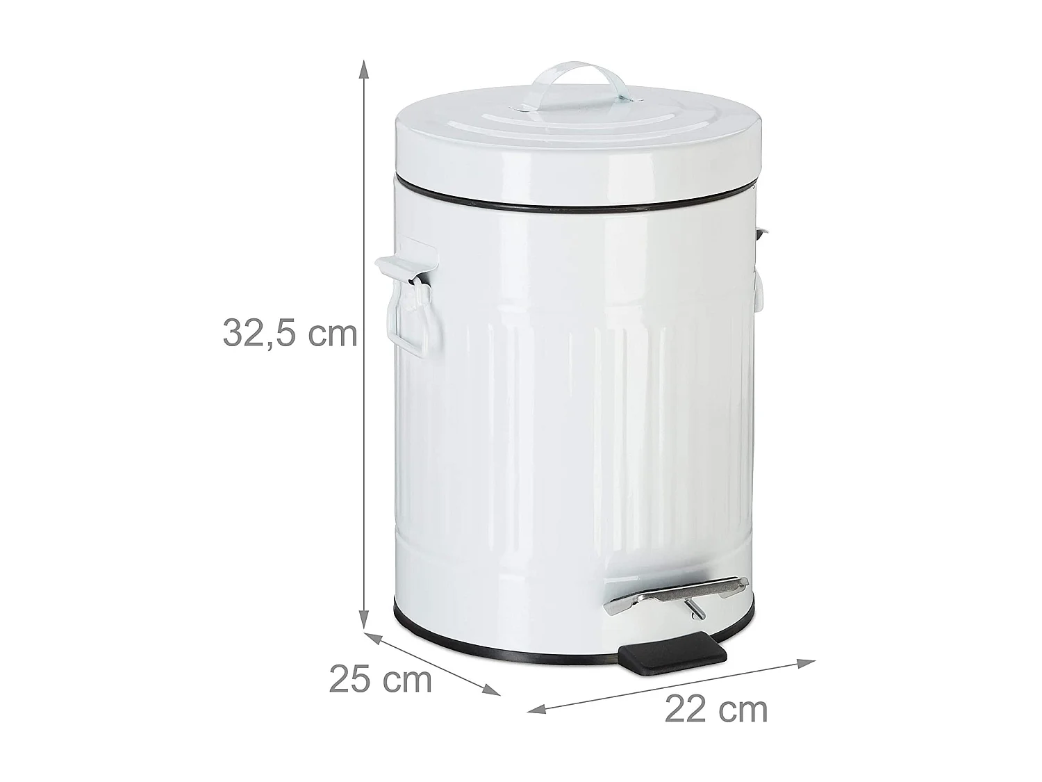 Poubelle à pédale vintage métal blanche 22 x 25 x 32.5 cm 13_0002319_2