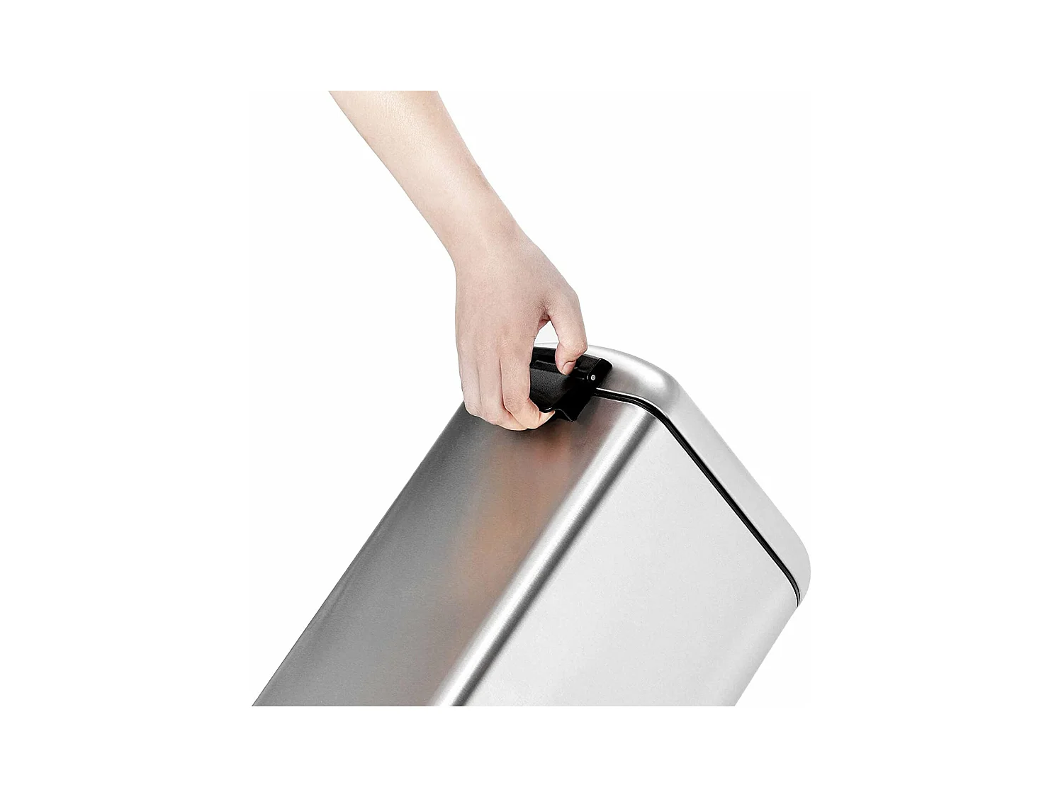 Cubo de basura metálico compacto de 10 litros con pedal interior extraíble y asa de cierre suave plateado 12_0003242