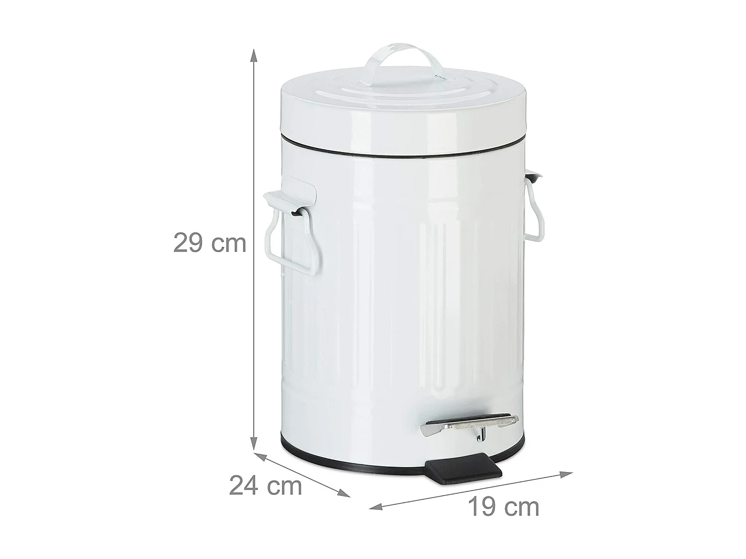 Papelera vintage con pedal para cocina o baño en metal 3 litros blanco 13_0002319