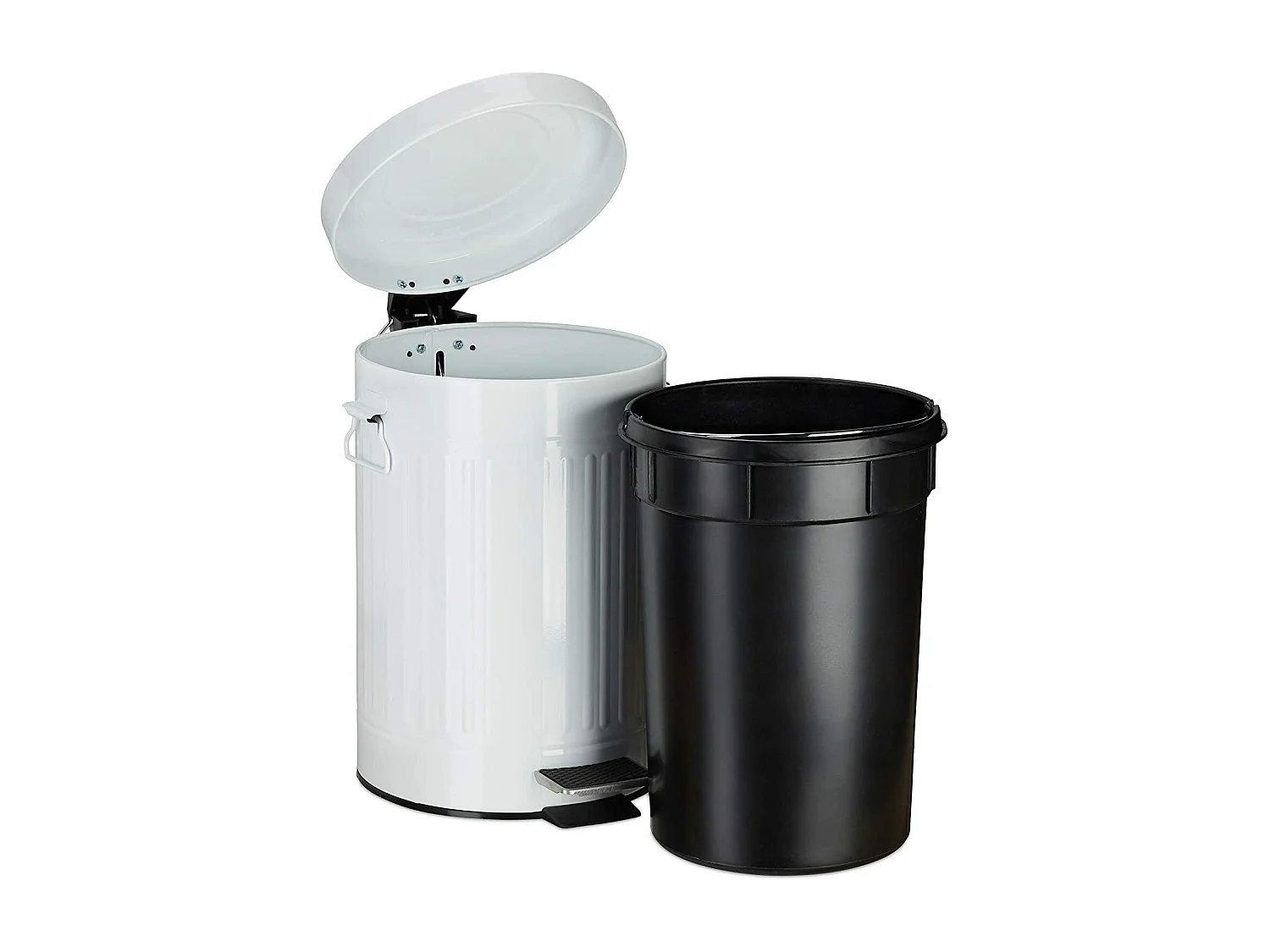 Papelera vintage con pedal para cocina o baño en metal 3 litros blanco 13_0002319