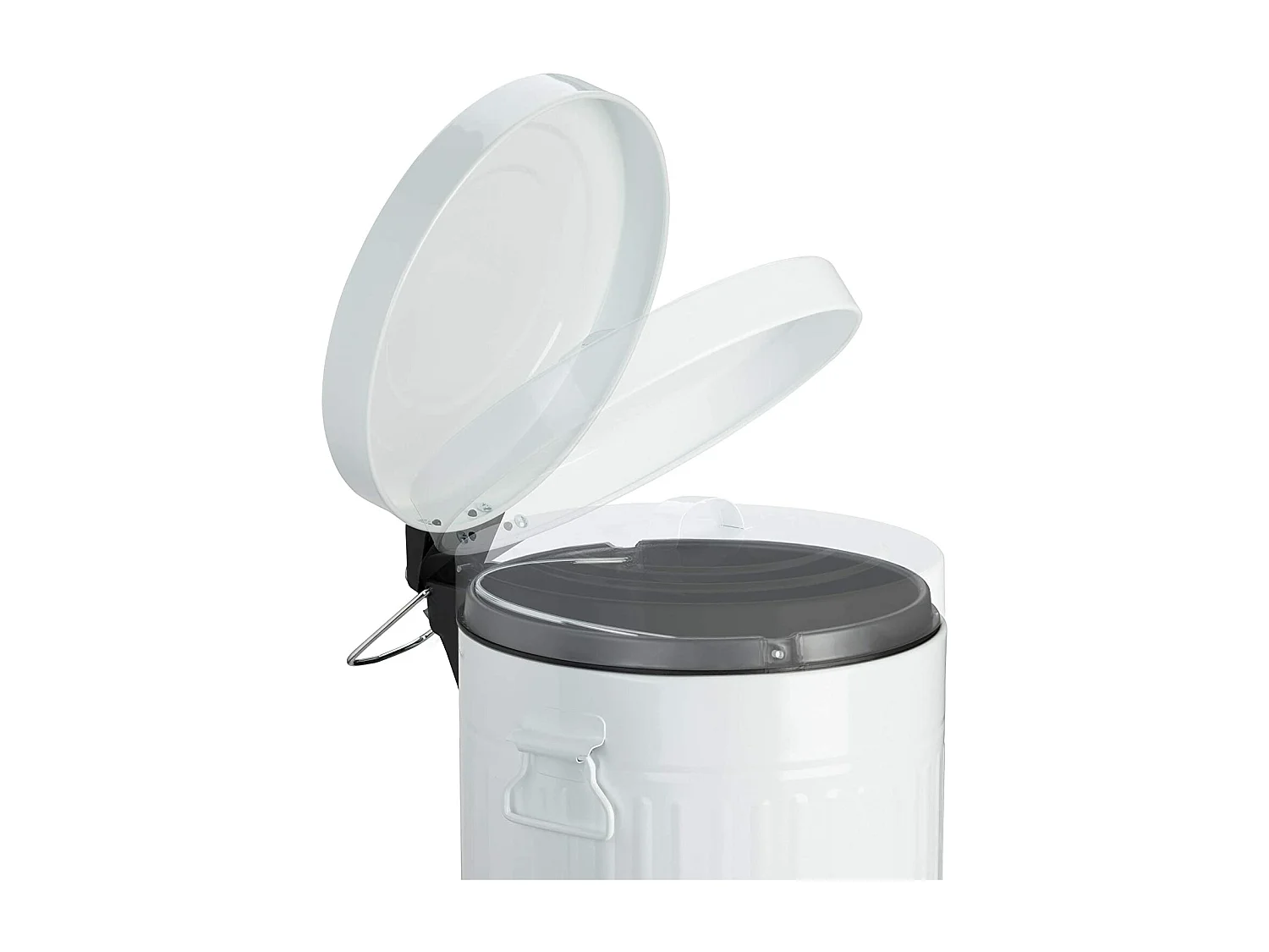 Papelera vintage con pedal para cocina o baño en metal 3 litros blanco 13_0002319