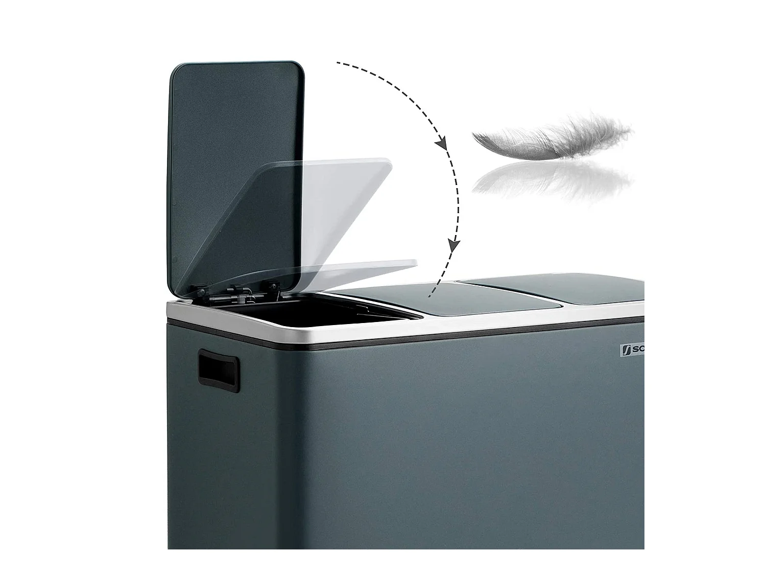 Lixeira de reciclagem 3 x 18 litros 3 compartimentos mecanismo tampão pedais tampa baldes internos de plástico com alças cinza antracite 12_0003236