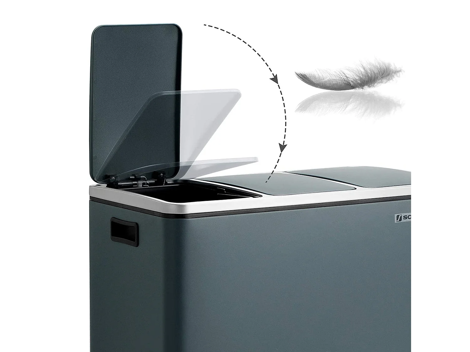 Lixeira de reciclagem 3 x 18 litros 3 compartimentos mecanismo tampão pedais tampa baldes internos de plástico com alças cinza antracite 12_0003236