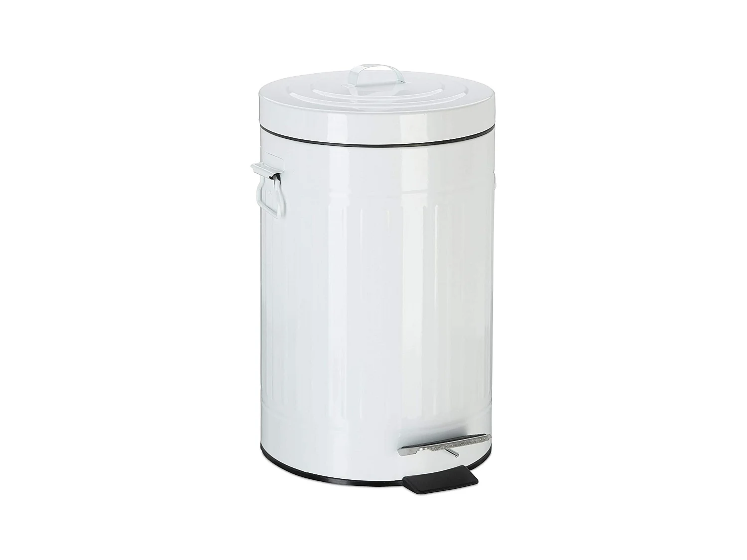 Papelera con pedal vintage cocina baño metal 12 litros blanco 13_0002319_3
