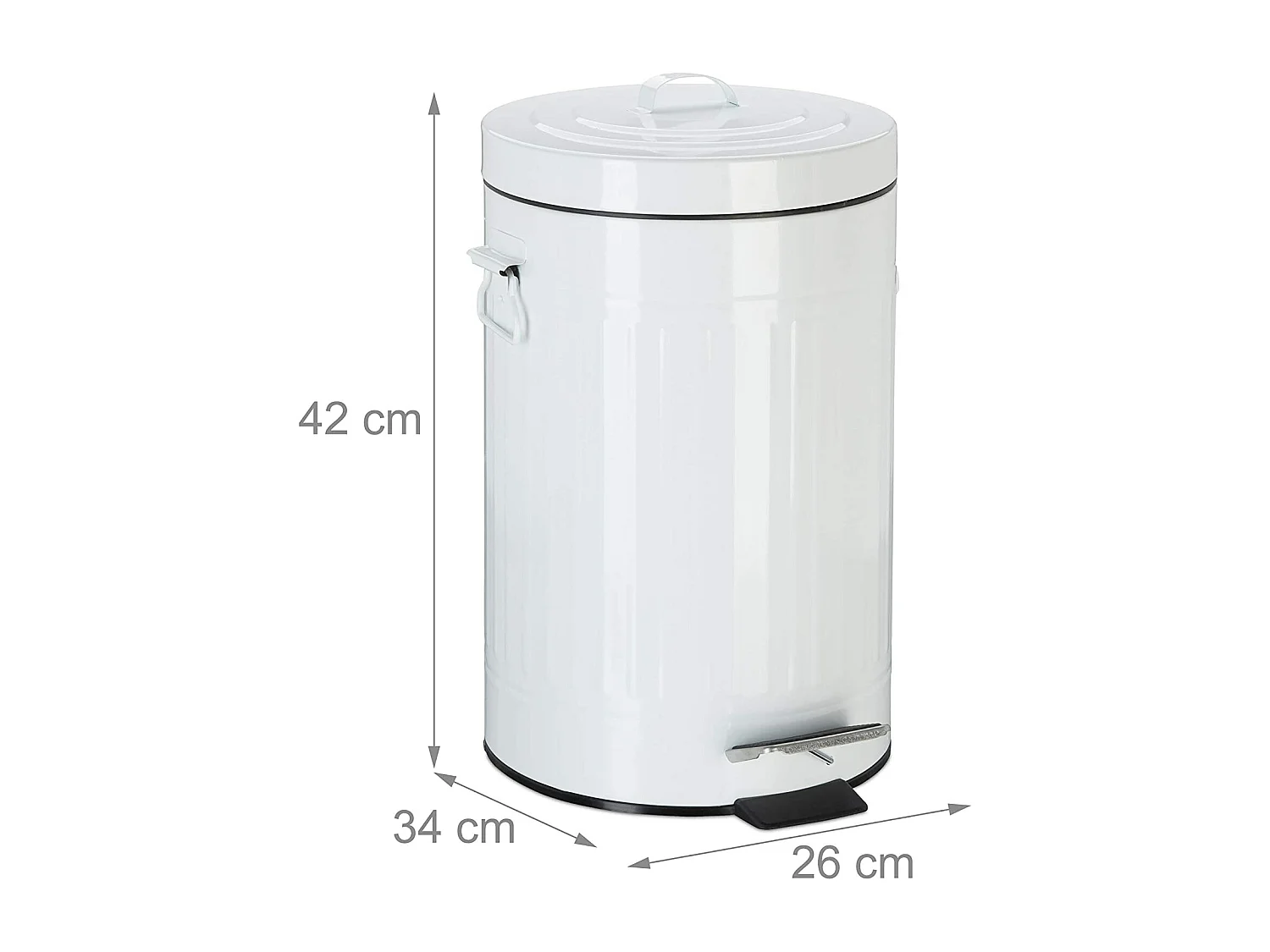 Poubelle à pédale vintage métal blanche 26 x 34 x 42 cm 13_0002319_3