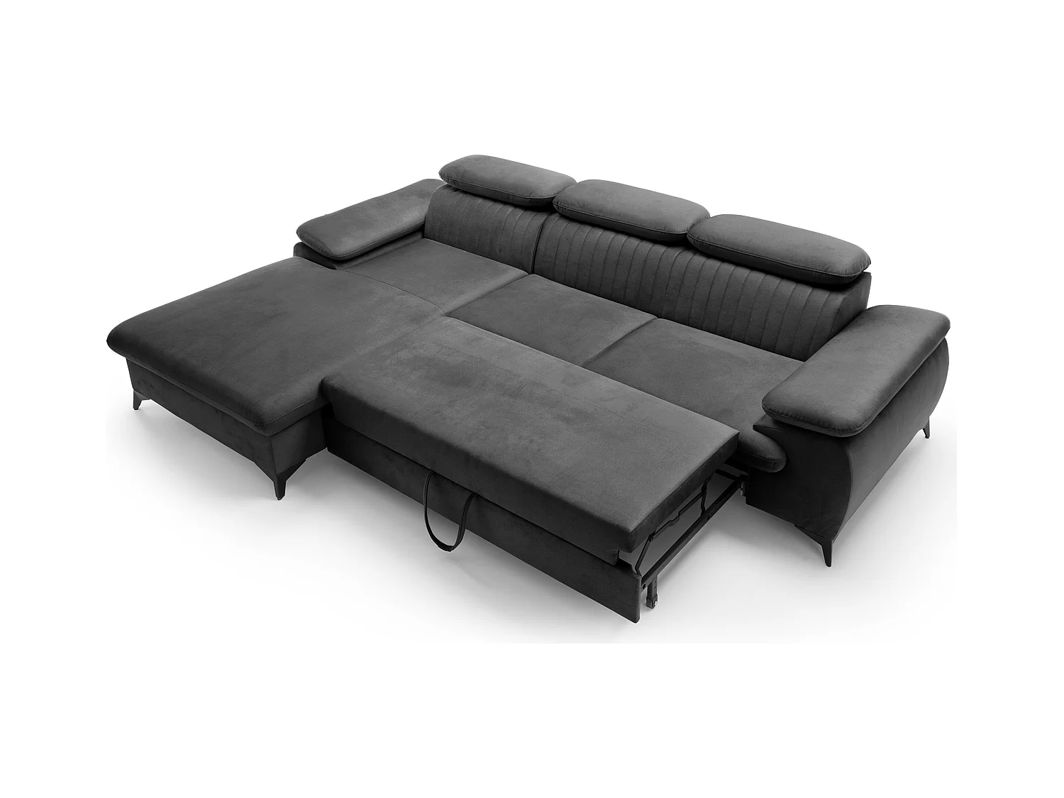 Canapé d'angle gauche convertible en velours gris anthracite SAMARA de Pascal Morabito