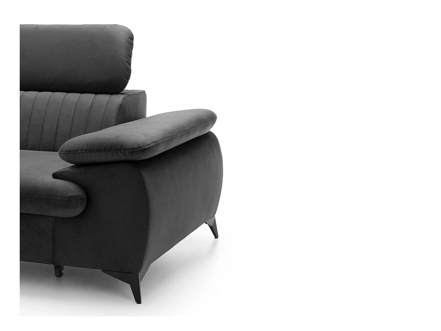 Canapé d'angle gauche convertible en velours gris anthracite SAMARA de Pascal Morabito