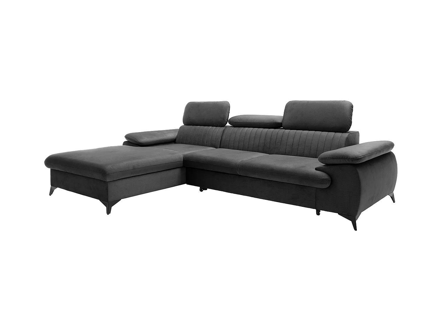 Canapé d'angle gauche convertible en velours gris anthracite SAMARA de Pascal Morabito