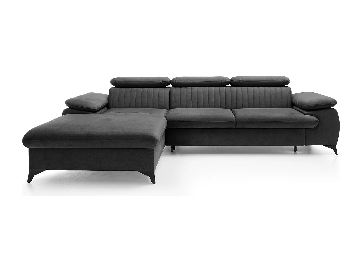 Slaapbank met hoek links van antracietgrijs velours SAMARA - van Pascal Morabito