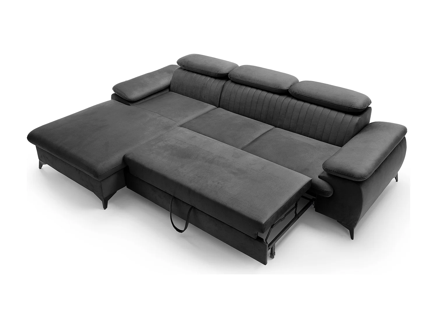 Slaapbank met hoek links van antracietgrijs velours SAMARA - van Pascal Morabito