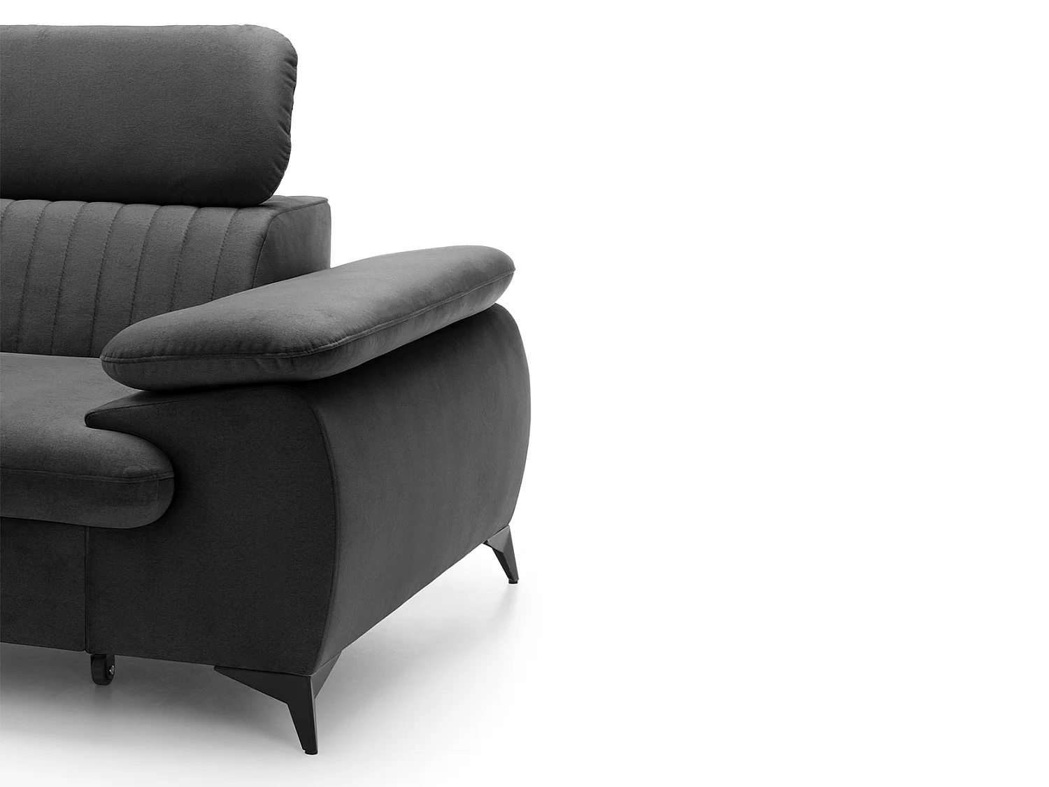 Slaapbank met hoek links van antracietgrijs velours SAMARA - van Pascal Morabito