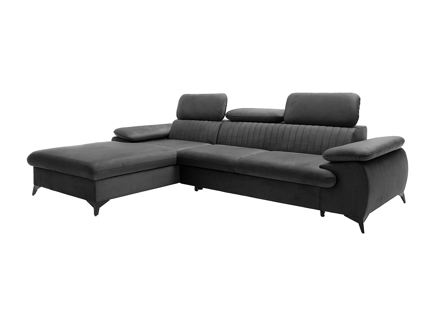 Ecksofa mit Schlaffunktion - Ecke links - Samt - Anthrazitgrau - SAMARA von günstig online kaufen