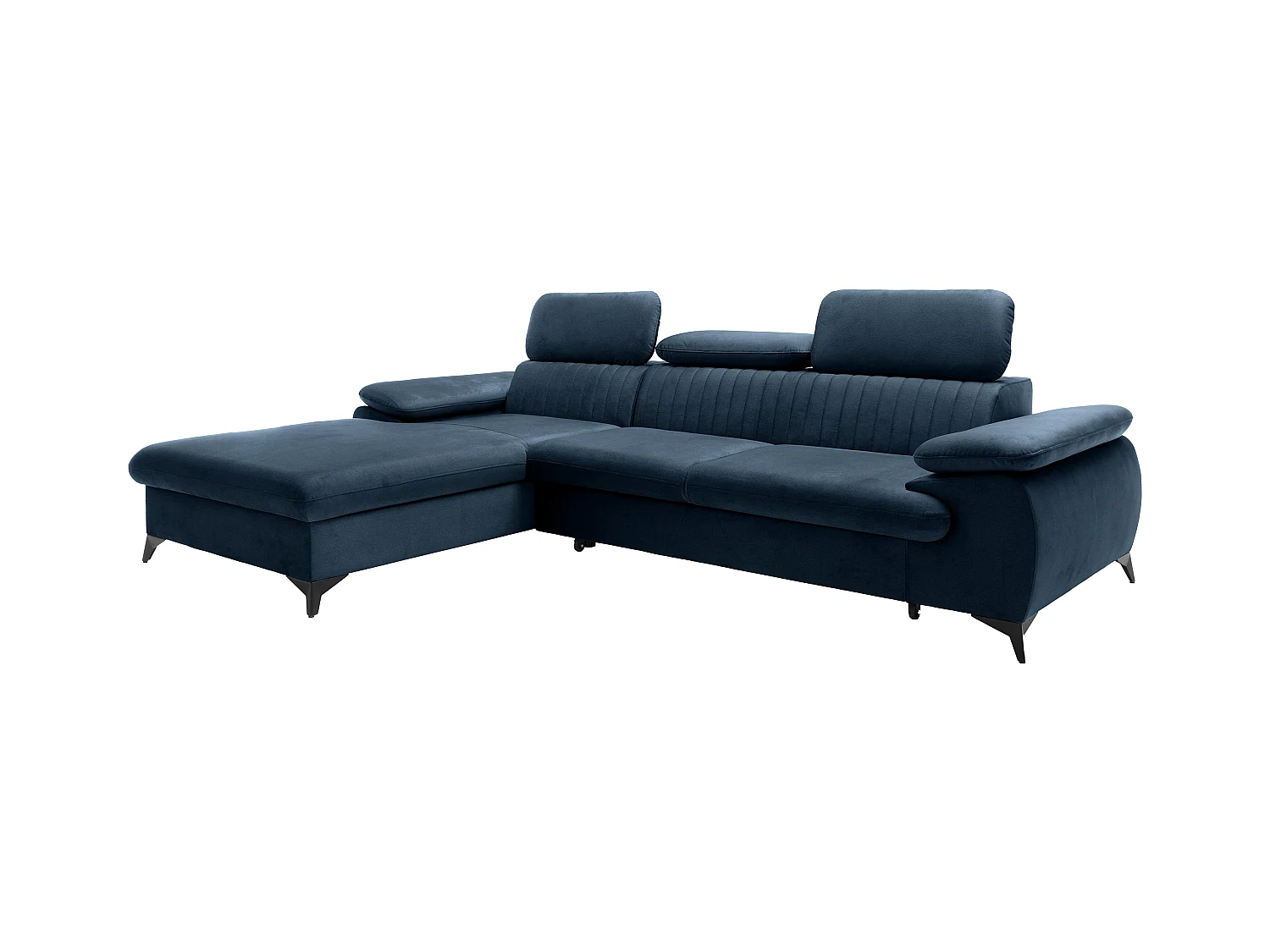 Kanapa narożna lewostronna rozkładana ze sztruksu w kolorze ciemnoniebieskim SAMARA marki Pascal Morabito