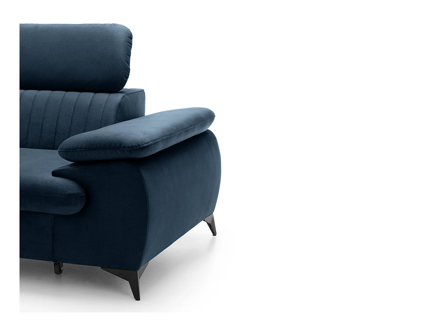 Kanapa narożna lewostronna rozkładana ze sztruksu w kolorze ciemnoniebieskim SAMARA marki Pascal Morabito