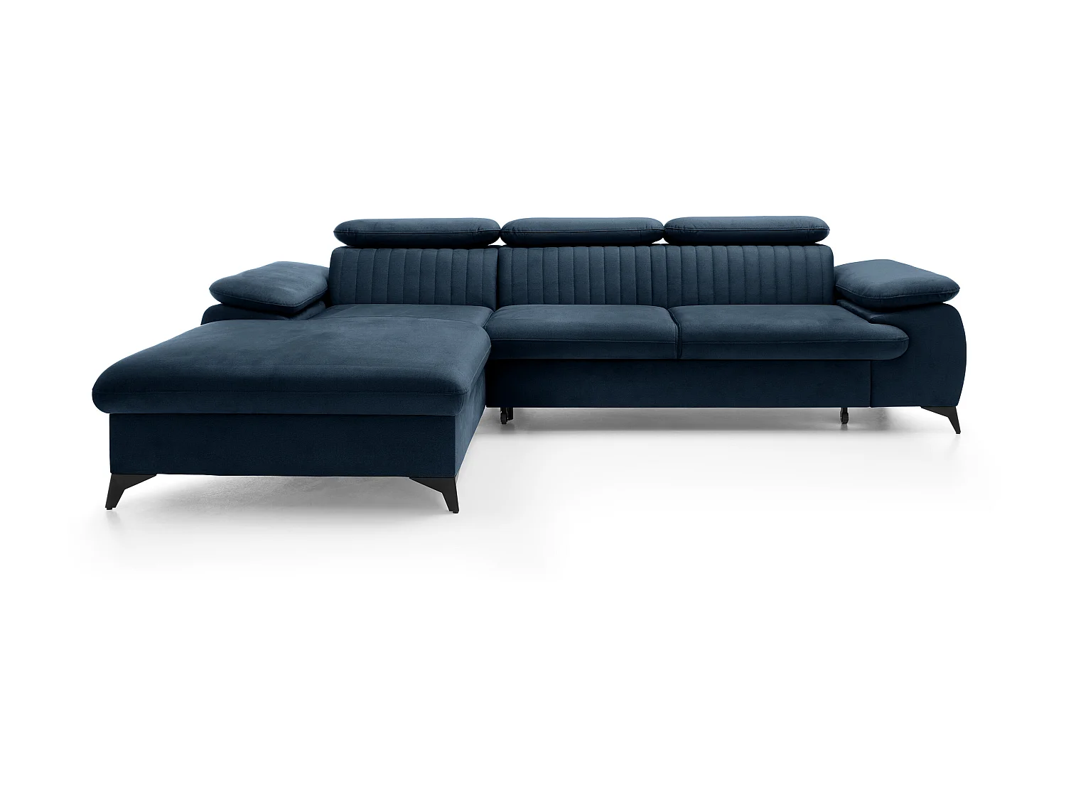 Canapé d'angle gauche convertible en velours bleu nuit SAMARA de Pascal Morabito