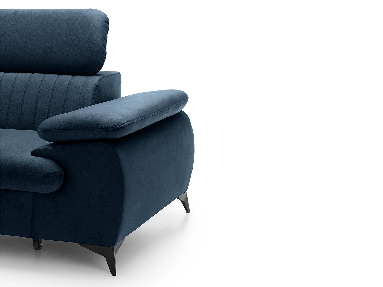 Canapé d'angle gauche convertible en velours bleu nuit SAMARA de Pascal Morabito