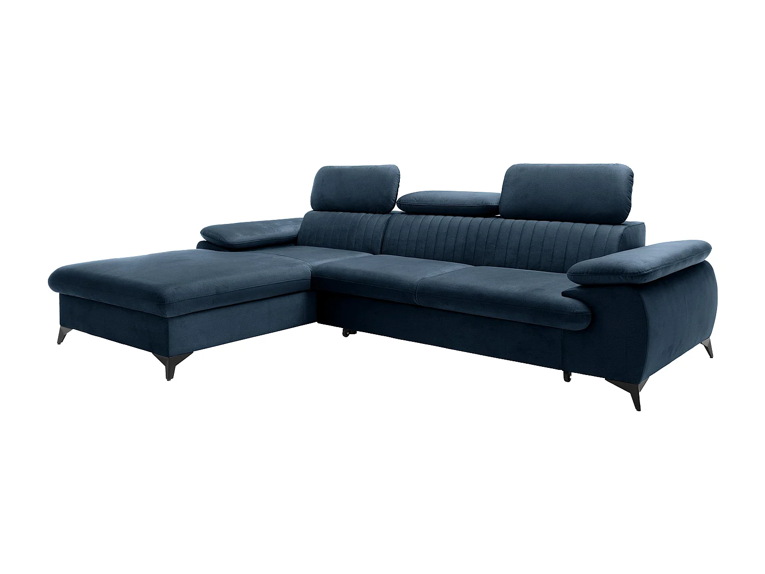 Canapé d'angle gauche convertible en velours bleu nuit SAMARA de Pascal Morabito