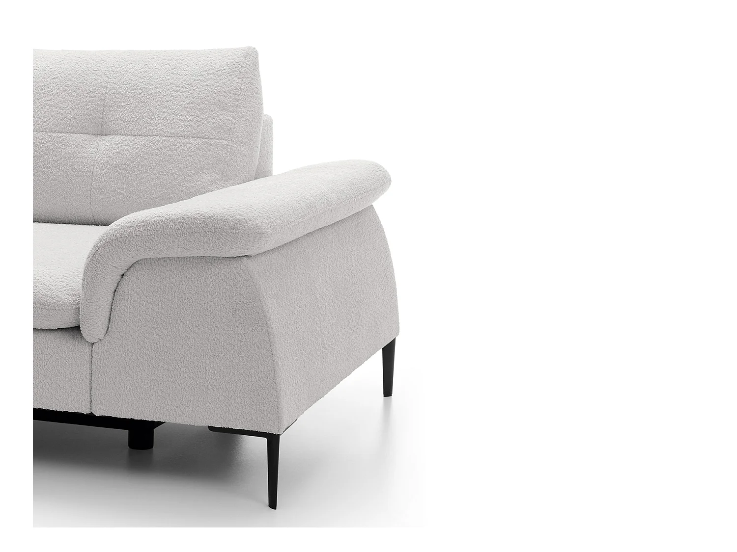 Canapé d'angle gauche convertible en tissu bouclette blanc JOLESA