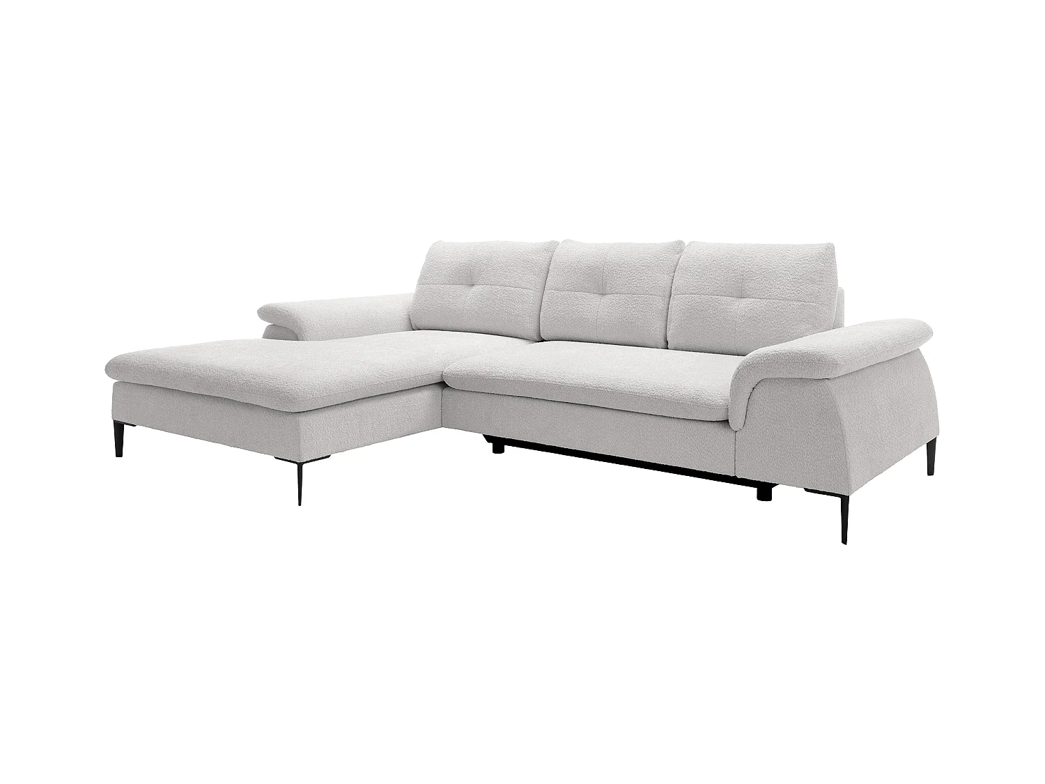 Canapé d'angle gauche convertible en tissu bouclette blanc JOLESA