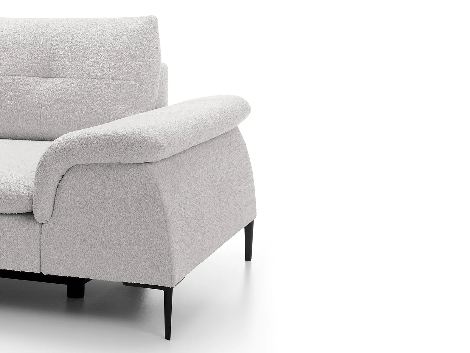 Canapé d'angle gauche convertible en tissu bouclette blanc JOLESA