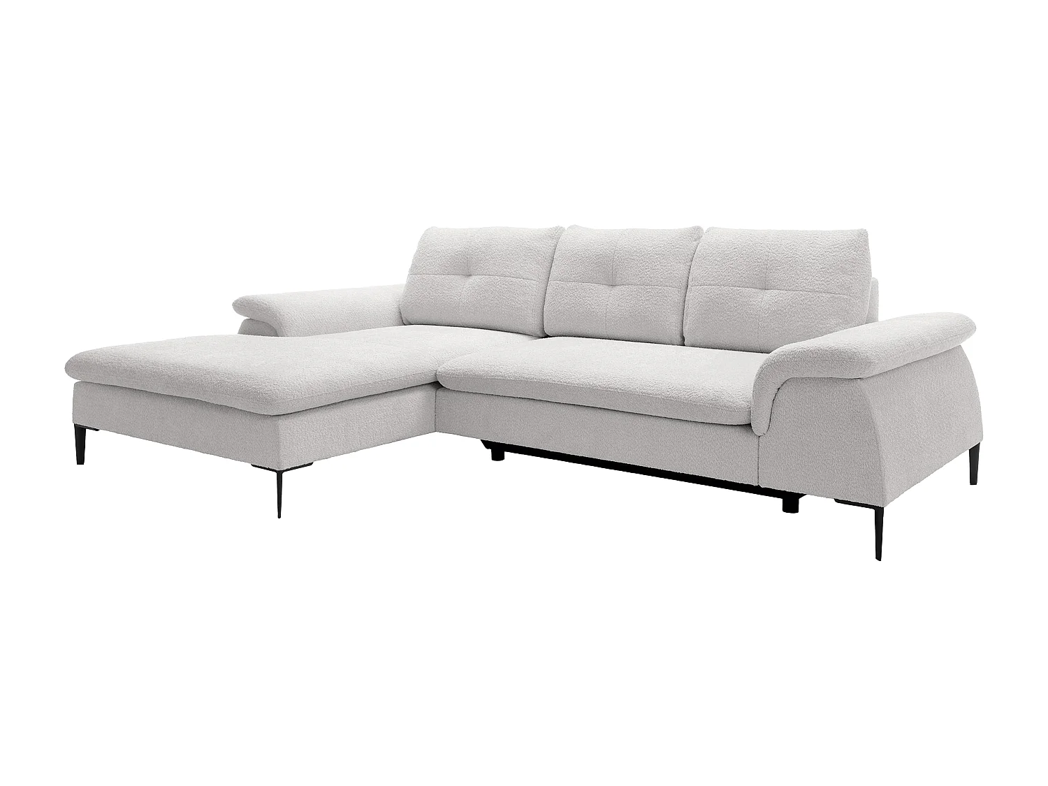 Canapé d'angle gauche convertible en tissu bouclette blanc JOLESA