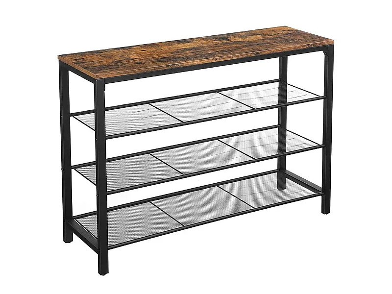 Etagère à chaussures 3 niveaux industriel - Naturel fonce
