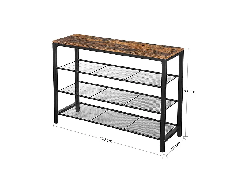 Etagère à chaussures 3 niveaux industriel - Naturel fonce