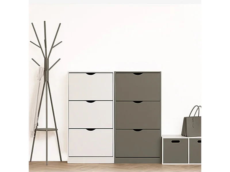 Meuble à Chaussures 3 Compartiments "Mylan" 115cm Blanc