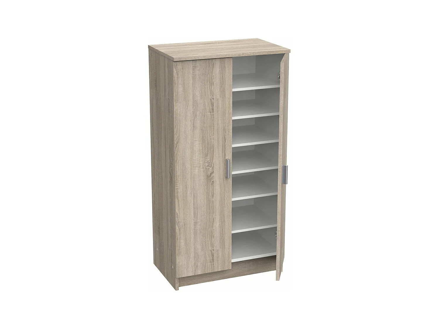 Meuble a chaussures style contemporain décor chene brossé et blanc perle - L 54,6 cm - SHoeS