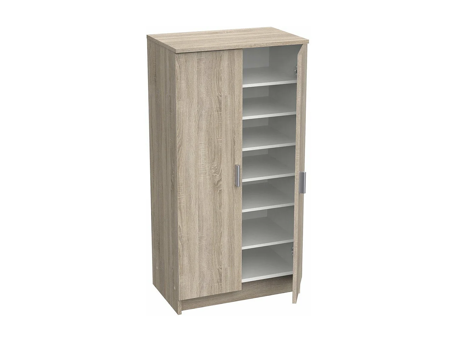 Meuble a chaussures style contemporain décor chene brossé et blanc perle - L 54,6 cm - SHoeS