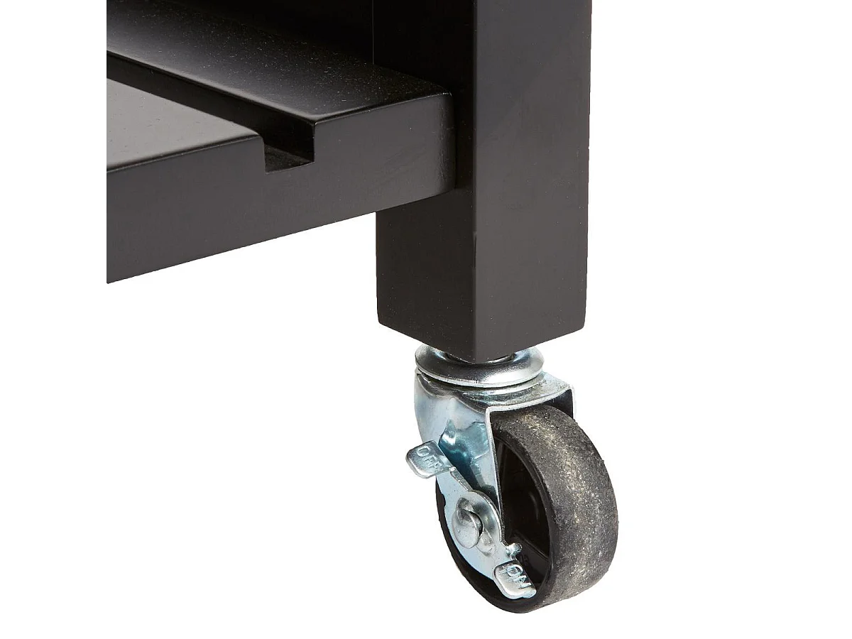 Meuble Desserte de cuisine roulante en Bois Noir et Naturel H 87 cm