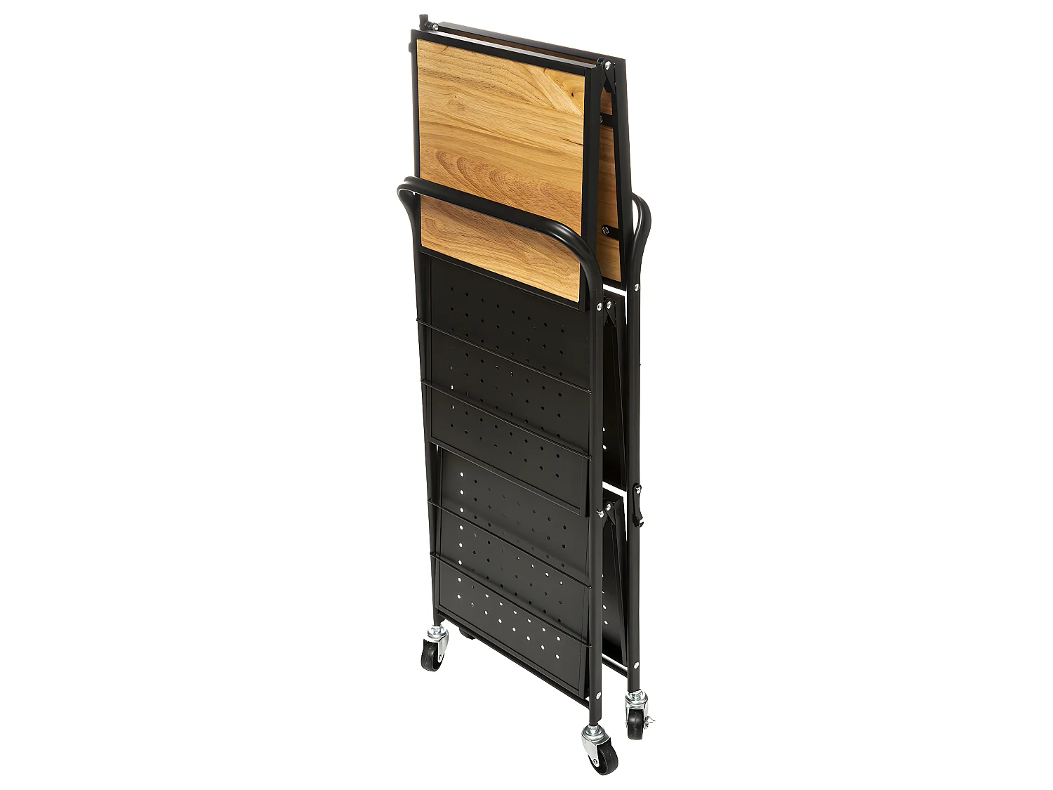 Desserte de cuisine roulante pliable en Acier noir et Bois  H 85.8 cm