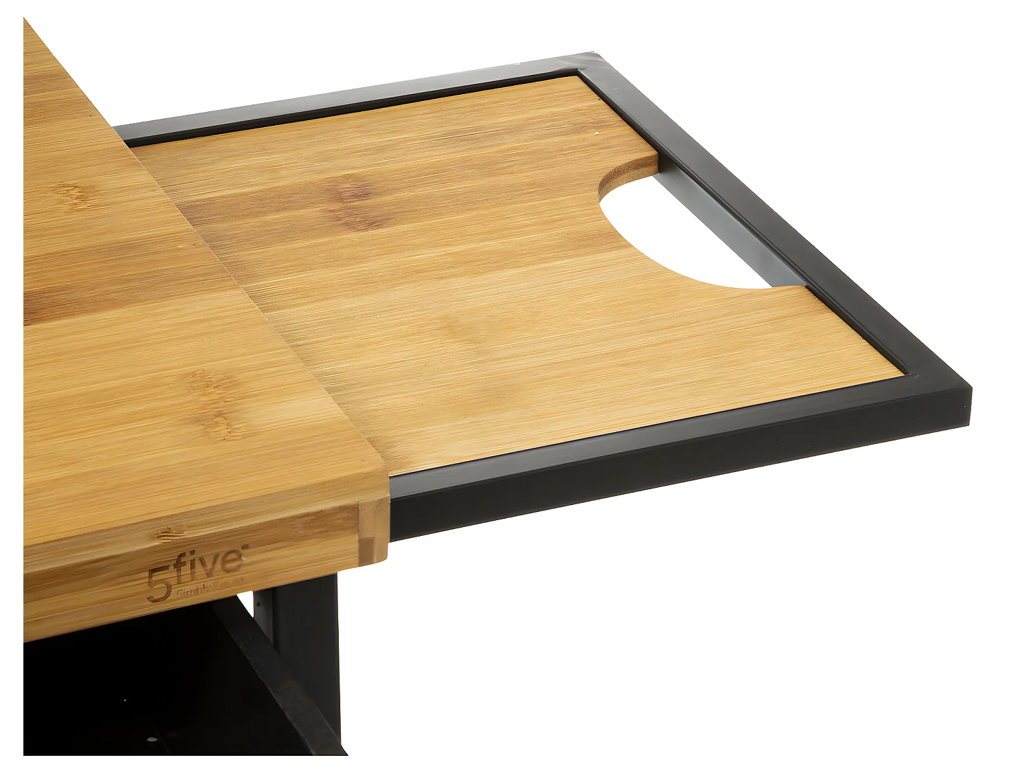 Desserte roulante grand modèle en Métal Noir et Bambou L 126 x H 87 cm