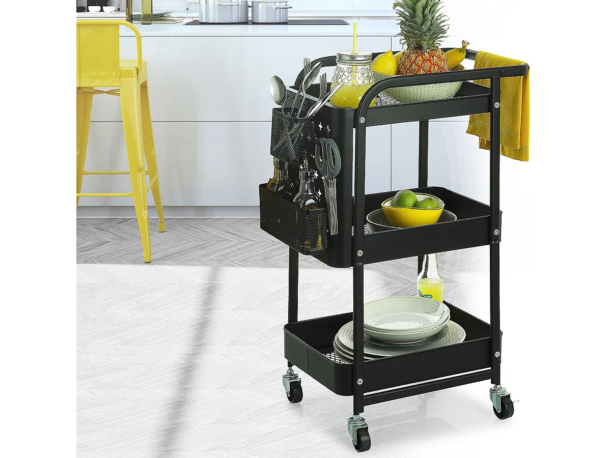 Desserte de Cuisine en Métal "Serta" 76cm Noir