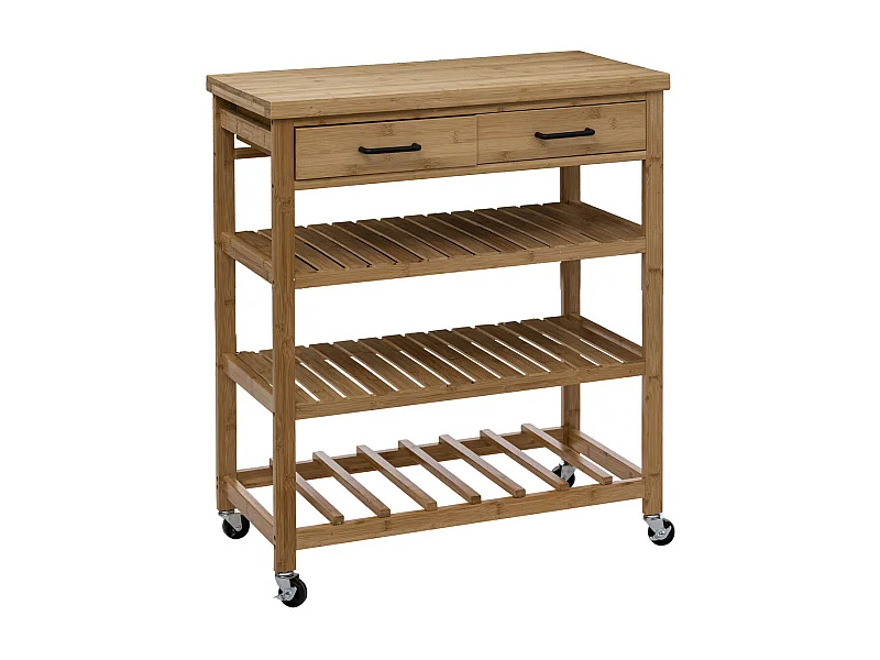 Desserte roulante grand modèle en Bambou H 90 cm