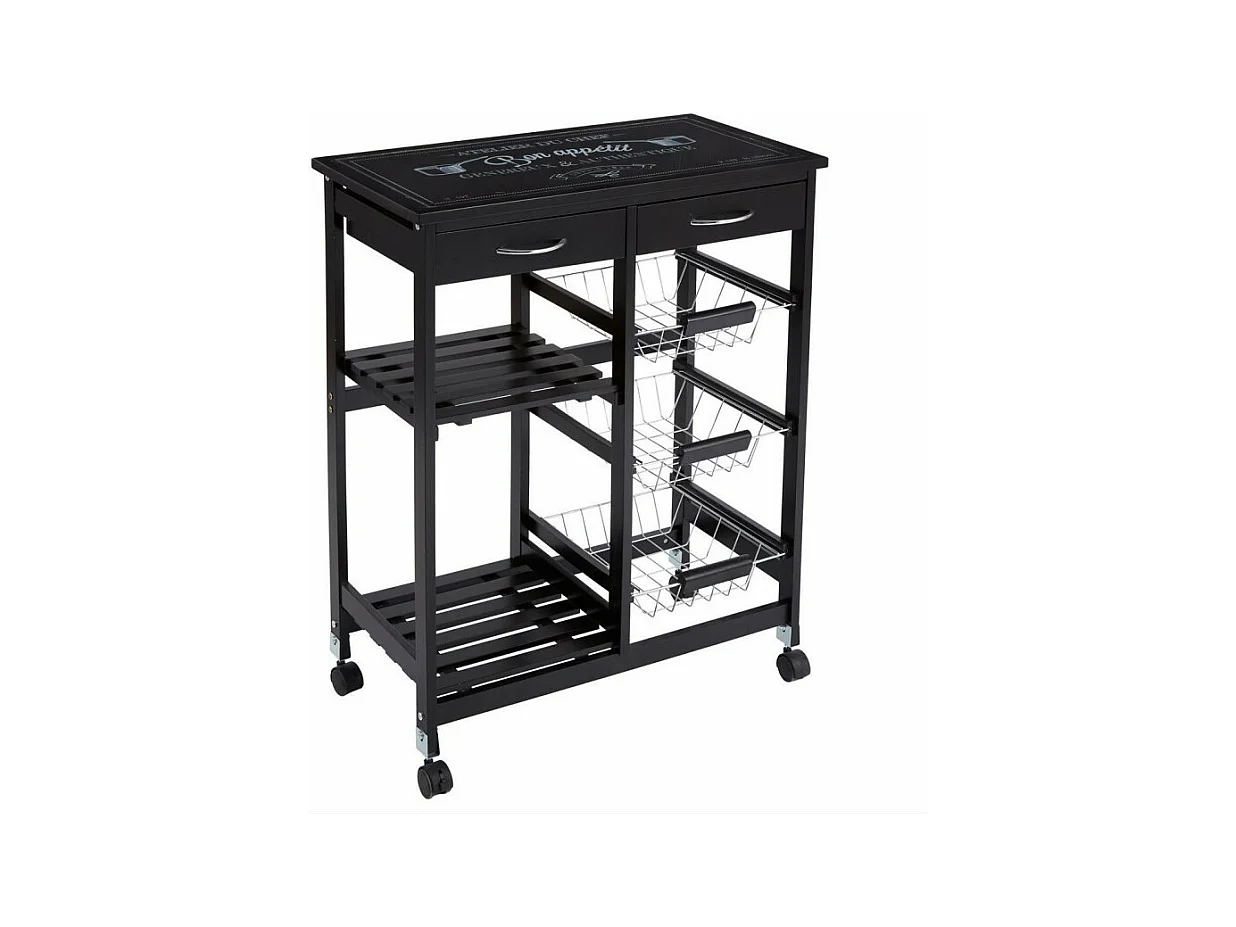 Desserte de Cuisine "Gustaf" 81cm Noir