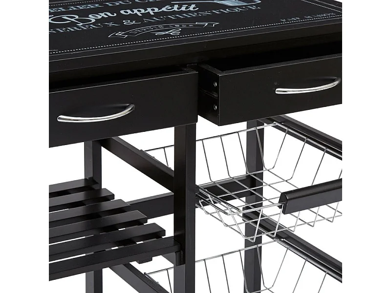 Desserte de Cuisine "Gustaf" 81cm Noir