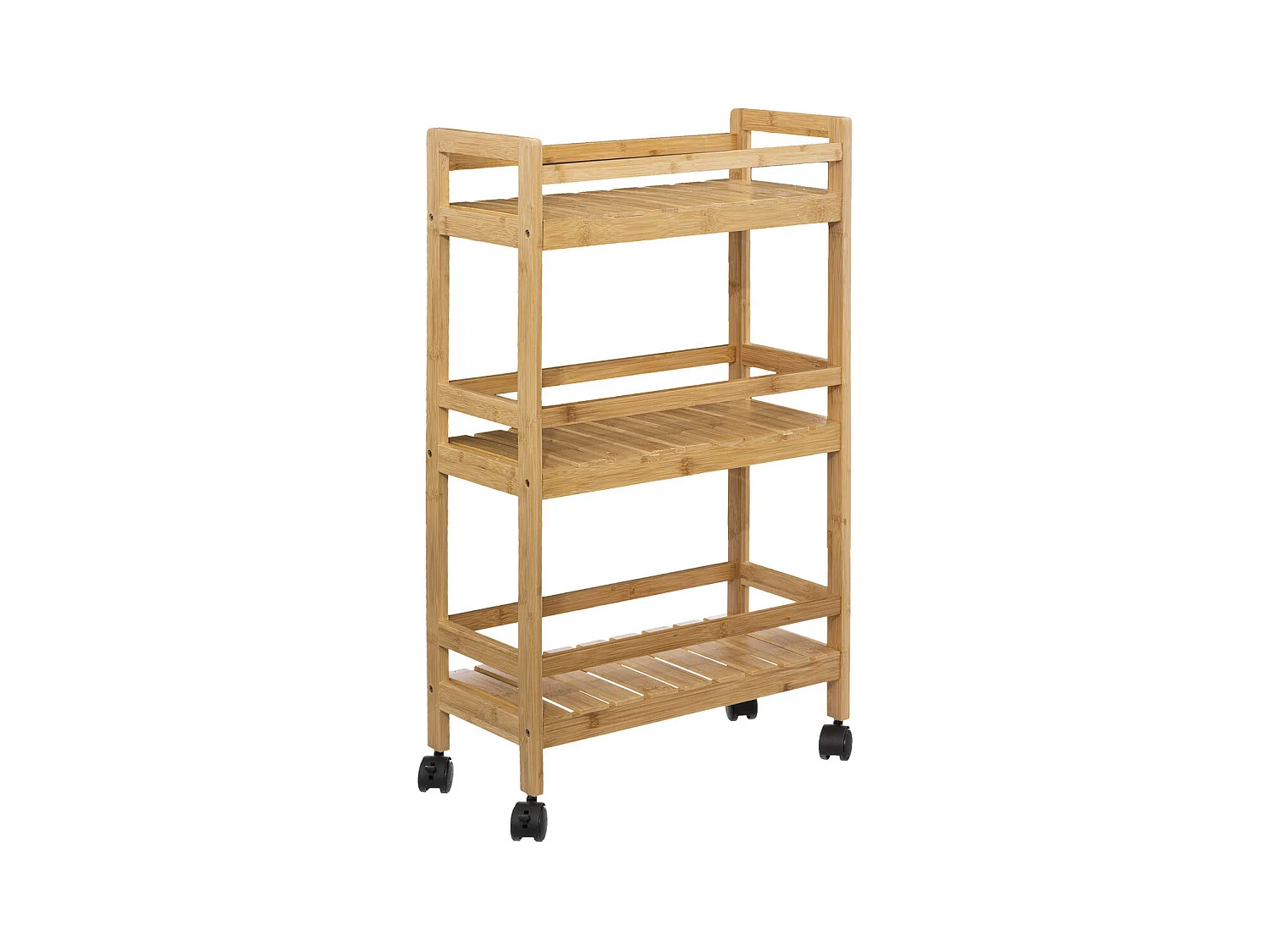 Desserte roulante 3 niveaux en Bambou H 80 cm
