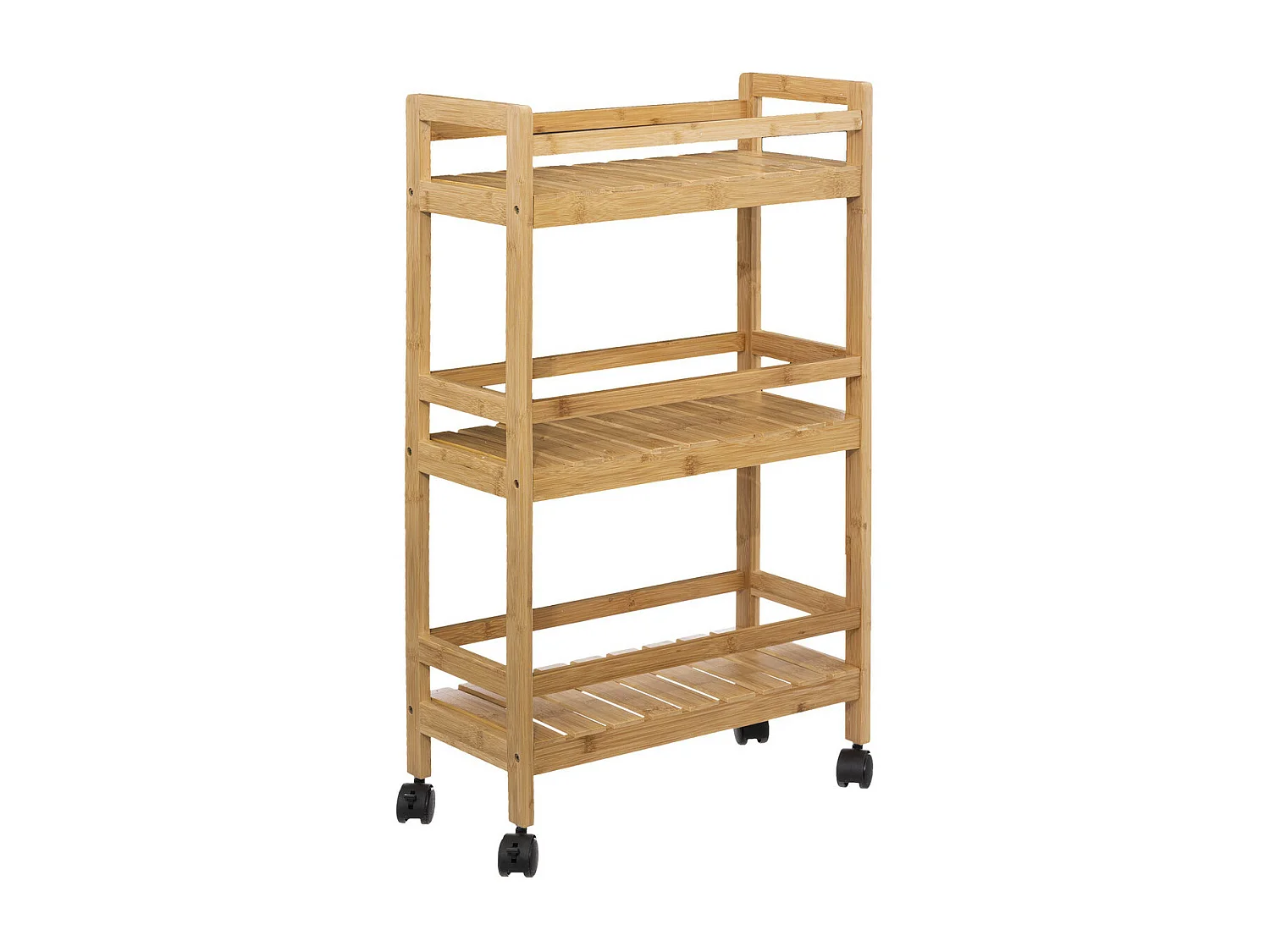 Desserte roulante 3 niveaux en Bambou H 80 cm