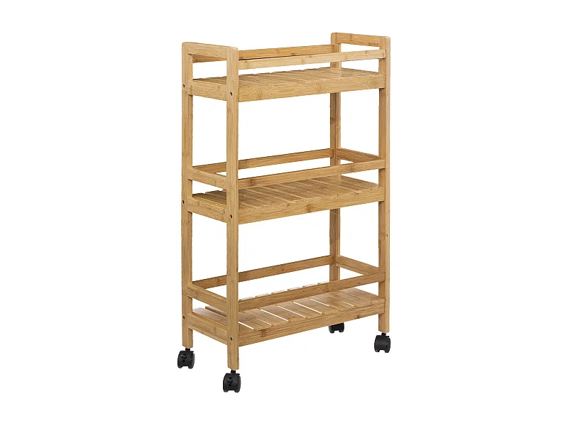 Desserte roulante 3 niveaux en Bambou H 80 cm