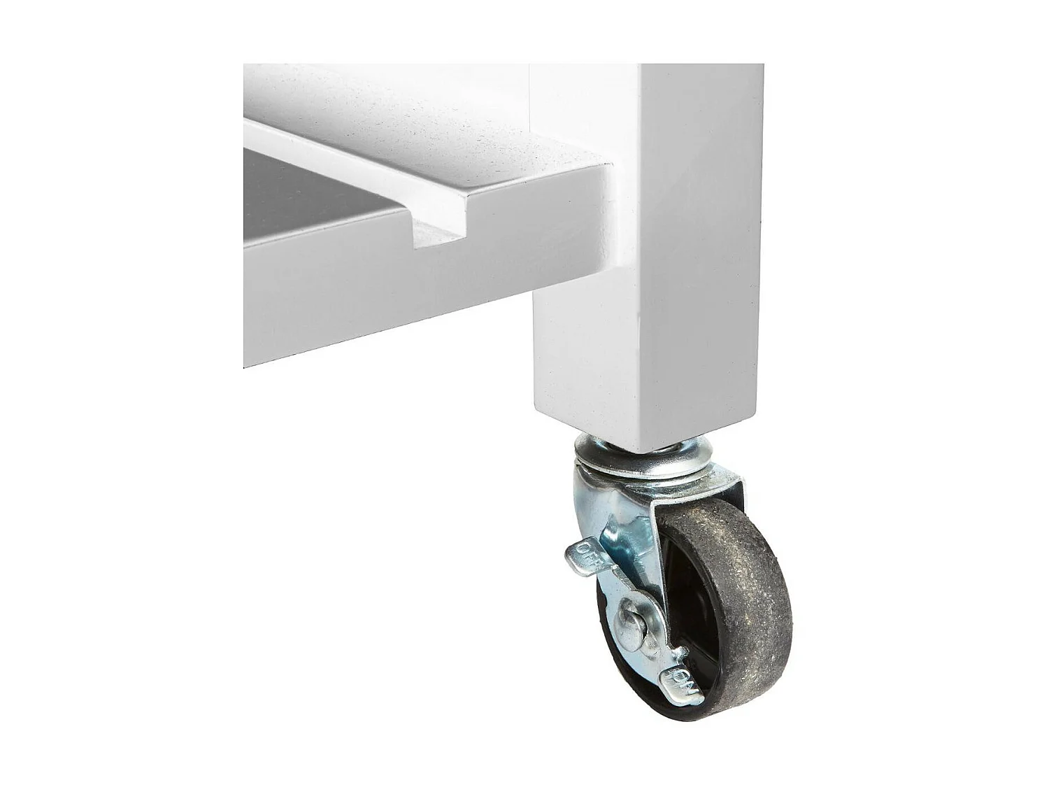 Meuble Desserte de cuisine roulante en Bois Blanc et Naturel H 87 cm